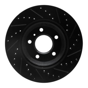 Buick Lucerne Brake Rotor (1) - Front Left - R1 Concepts - Drilled & Slotted - Black - `06-`16